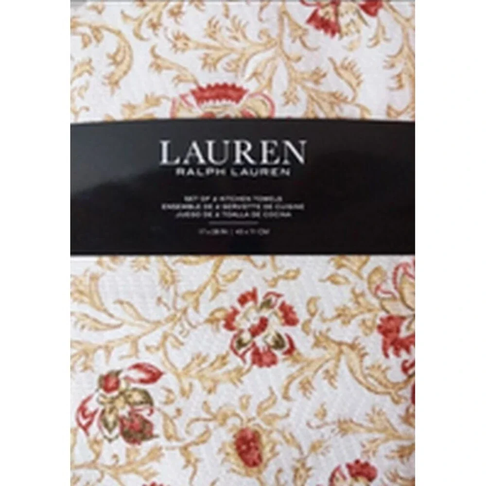 Ralph Lauren Kitchen Dish Towels Set of 2 Floral Flower Thanksgiving Fall Autumn
